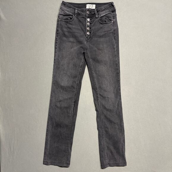 We The Free (Free People)‎ Washed Black High-Rise Button Fly Jeans 27 - Picture 1 of 12